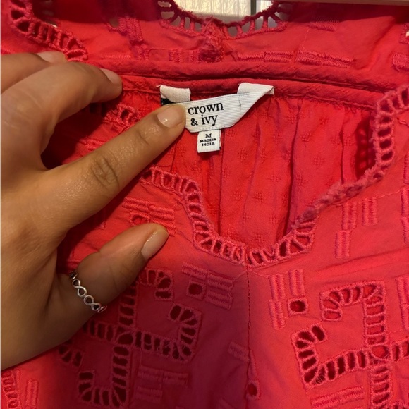 Crown & Ivy Red Embroidered Blouse - Picture 3 of 5